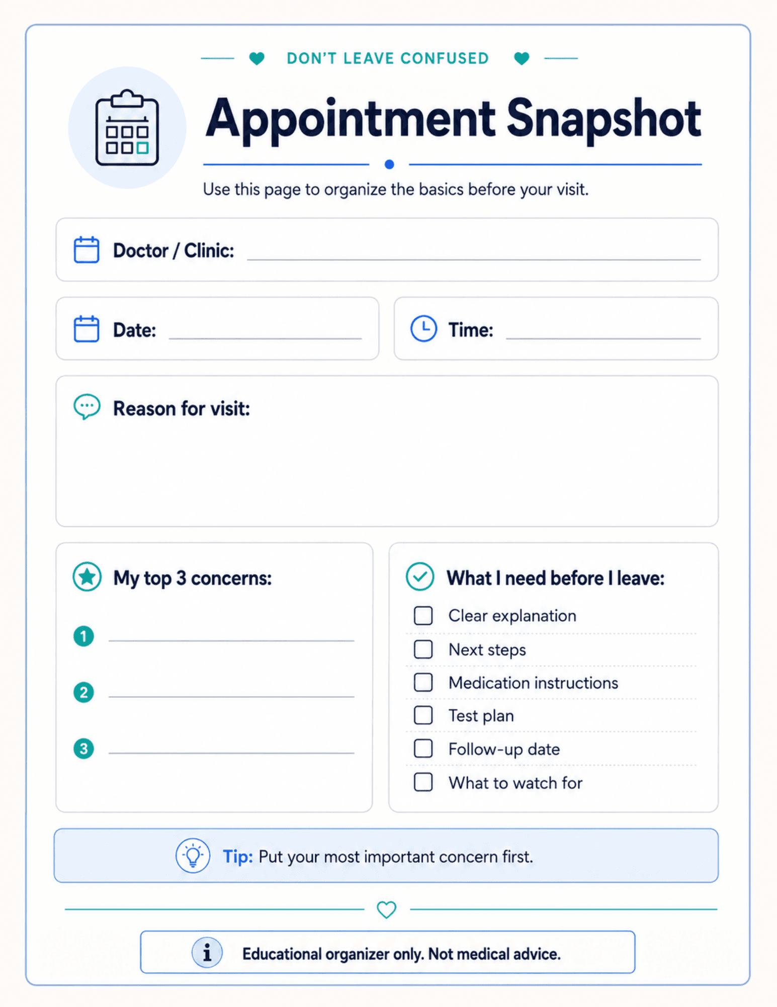 Appointment snapshot worksheet preview