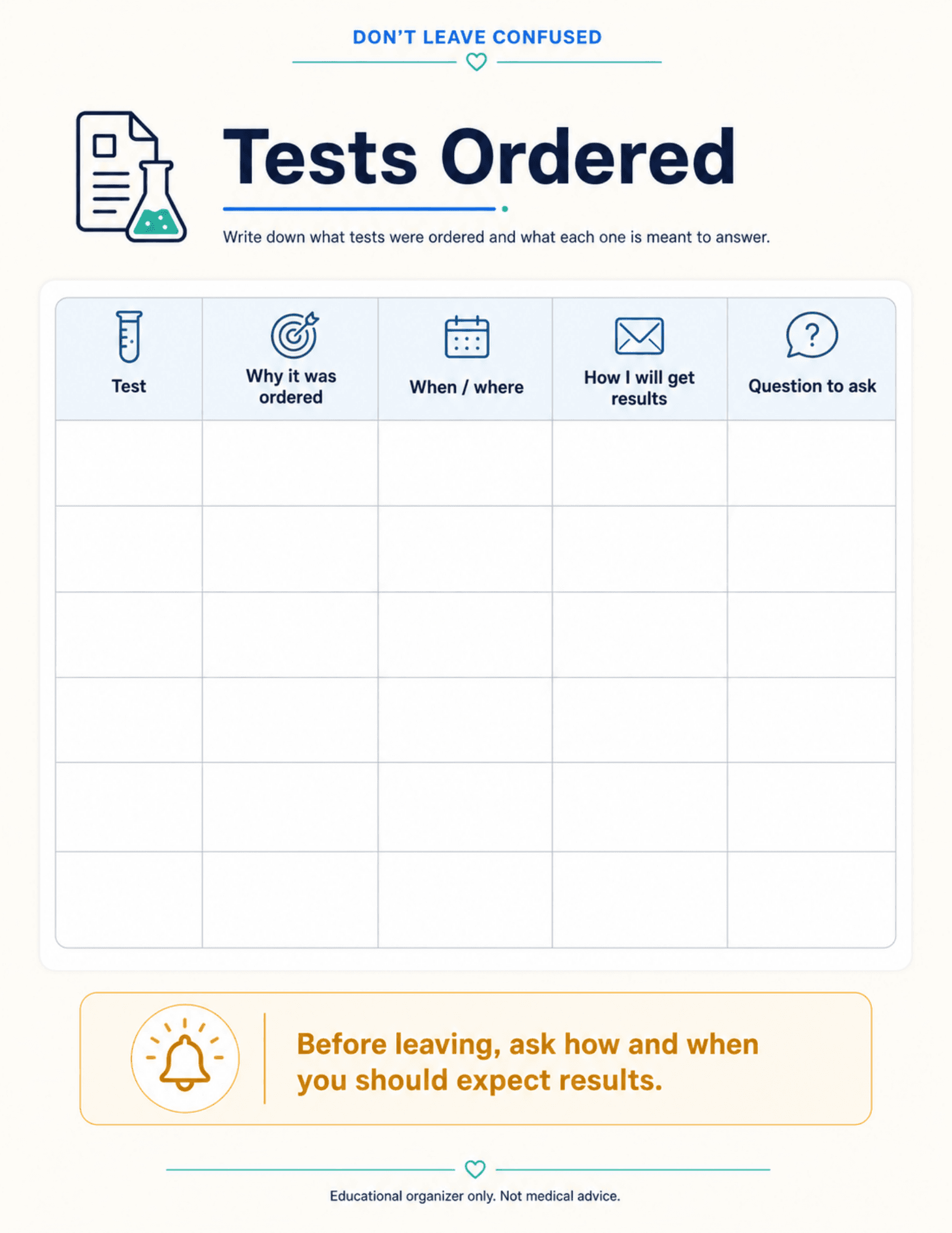 Tests ordered worksheet preview